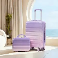 STILVORA Kofferset 2-teilig mit PC-Material und Zahlenschloss, Trolley 14"/20" mit Spinner-Rollen, Kosmetiktasche 14" im Set