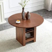 Ninkear Runder Esstisch, Walnuss-Holzmaserung, 100cm, 4-6 Personen (Walnut)