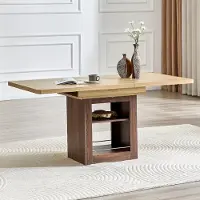 Ninkear Ausziehbarer Esstisch, MDF, Nussbaum, 130/160cm, Stauraum (Natural Wood,Walnut)