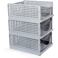 OEM Garderobekastorganizer 3-pack, kluisjes, kledingkasten organisatiesysteem, opvouwbare grijs organisatieset