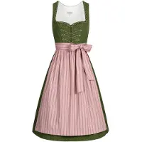 Nübler Dirndl NÜBLER "Dirndl midi Thea", Damen, Gr. 36, EURO, grün (oliv), Obermaterial: 100% Baumwolle CO., Kleider Dirndl