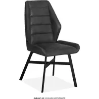 Omg Design Esszimmerstuhl "Albany", anthrazit, schwarz, anthrazit, B:51cm H:96cm T:63,5cm, Polyester, Stühle, Esszimmerstuhl, Esszimmerstuhl, pflegeleichter Bezug