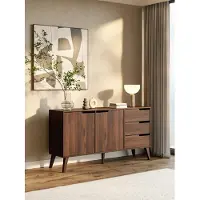 EURO-MOEBEL Kommode NORDI 2D3S - 160 cm - Sideboard, Mehrzweckschrank (Warmia Walnut)