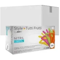 Ampri Style Tutti Frutti Nitrilhandschuhe, puderfrei, farbenmix 01175-M , 1 Karton = 10 Packungen à 96 Stück, Größe M
