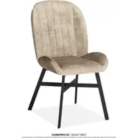 Omg Design Esszimmerstuhl "Canberra", beige (mist, schwarz, mist), B:51cm H:94cm T:62cm, Polyester, Stühle, Esszimmerstuhl, Esszimmerstuhl, pflegeleichter Samtvelour Bezug