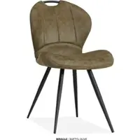 Omg Design Esszimmerstuhl "Miracle", olive, schwarz, olive, B:54cm H:88cm T:63,5cm, Polyester, Stühle, Esszimmerstuhl, Esszimmerstuhl, pflegeleichter Bezug