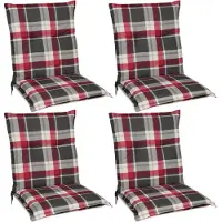 Beautissu Sunny RK Niedriglehner Auflage, 100x50x6cm, Bordeaux kariert, 4er Set