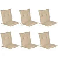Beautissu Loft NL Niedriglehner Auflage, 100x50x6cm, Natur, 6er Set, Outdoor