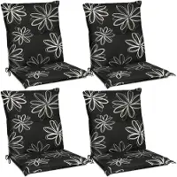Beautissu Flores NL, 100x50x6cm, Schwarz mit Ornamenten, 4er Set, Outdoor