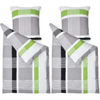 Beautissu Dana Renforcé, 135x200 + 80x80cm, Gestreift, 4-tlg., Bettbezug