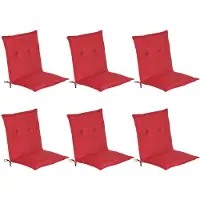 Beautissu Loft NL Niedriglehner Auflage, 100x50x6cm, Rot, 6er Set, Outdoor