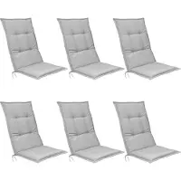 Beautissu Base HL, 120x50x6cm, Hellgrau, 6er Set, Gartenstuhlauflage, Outdoor