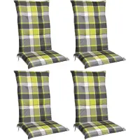 Beautissu Sunny GR, 120x50x6cm, Grün kariert, 4er Set, Gartenstuhlauflage