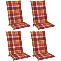 Beautissu Sunny RO, 120x50x6cm, Rot kariert, 4er Set, Gartenstuhlauflage