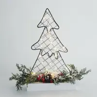 ACA Müller/ADAG Pharma ACA Beleuchteter Weihnachtsbaum für den Tisch, 30 Mini-LEDs, warmweiß, batteriebetrieben (3xAA), Schutzart IP20, 25x5x40cm, X09301101