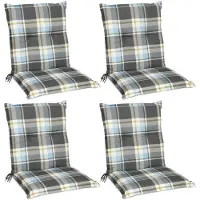 Beautissu Sunny BK Niedriglehner Auflage, 100x50x6cm, Blau kariert, 4er Set