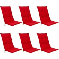 Beautissu Base HL, 120x50x6cm, Rot, 6er Set, Gartenstuhlauflage, Outdoor
