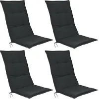 Beautissu Base HL, 120x50x6cm, Anthrazit, 4er Set, Gartenstuhlauflage, Outdoor