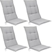 Beautissu Base HL, 120x50x6cm, Hellgrau, 4er Set, Gartenstuhlauflage, Outdoor