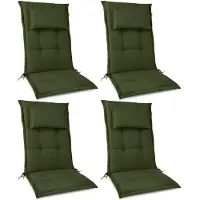 Beautissu HighLux HL, 120x50x7cm, Dunkelgrün, 4er Set, Gartenstuhlauflage