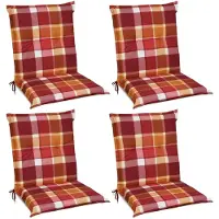 Beautissu Sunny RO Niedriglehner Auflage, 100x50x6cm, Rot kariert, 4er Set