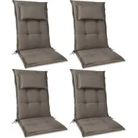Beautissu HighLux HL, 120x50x7cm, Taupe, 4er Set, Gartenstuhlauflage, Outdoor