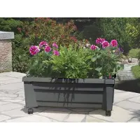 KHW Pflanzkübel Pflanzkasten auf Rollen mit Bewässerungssystem, BxTxH: 79x35x33 cm
