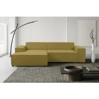 Werk2 Ecksofa "Trento softer Sitzkomfort, zeitlos, elegant &, kubisches Design", gelb, B:268cm H:70cm T:163cm, 100% Polyester, Sofas, Ecksofa, Chenille, L-Form, extra weiche und tiefe Sitzfläche