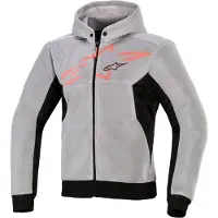 Alpinestars Chrome Superairflow Motorrad Zip Hoodie, schwarz/grau/rot, XL