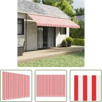 The Living Store Markisenbespannung Rot und Weiß Gestreift 5x3,5 m