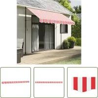 The Living Store Markisenvolant Rot und Weiß Gestreift 3 m