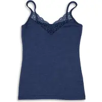 Engel - Women's Top mit Spitze - Seidenunterwäsche Gr 42/44 blau