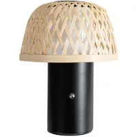 LINDBY LED-Akku-Tischleuchte Nifelia, Bambus, CCT, dimmbar