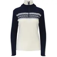 Dale of Norway - Pullover mit Kragen und Reißverschluss aus Merinowolle - Dystingen Sweater Off White/Navy/Off White für Damen aus Wolle - Größe M -