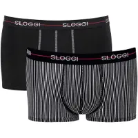 Sloggi Start Hipster Herrenslips 2er-Pack - schwarz & schwarz/weiß gestreift - Größe 2XL
