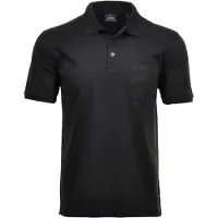 Ragman Herren Poloshirt - Oberteil, Softknit-Polo, Baumwollmischung, Brusttasche, Knopfleiste, kurz, einfarbig Schwarz 6XL