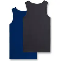 Sanetta Unterhemd "Unterhemd 2er Pack", Jungen, Gr. 128, N-Gr, blau (blau, grau), Obermaterial: 95% Baumwolle CO(Bio). 5% Elasthan EL., Unterhemden Unterhemd