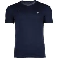 Emporio Armani für Herren. EM000392_AF14132 Set 2 T-Shirts für Zuhause aus elastischem Strick mit marineblauem V-Ausschnitt (S), Heimtextili
