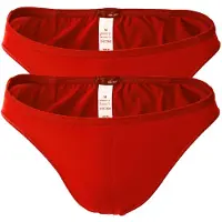 Hom Herren Micro Briefs Plumes 2er Pack - Ultralight Microfiber, Slip, Unterwäsche, Stretch, einfarbig Rot / XL
