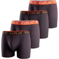 Replay Boxershorts "Boxershort 4er Pack", Herren, Gr. XXL, schwarz (schwarz, orange), Obermaterial: 95% Baumwolle CO. 5% Elasthan EL., Unterhosen Boxershorts