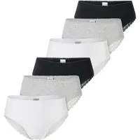 Schiesser Slip "Slip 6er Pack", Damen, Gr. XL, bunt (schwarz, grau, weiß), Obermaterial: 95% Baumwolle CO. 5% Elasthan EL., Unterhosen Slip