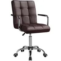 Yaheetech Bürostuhl Kunstleder Schreibtischstuhl Drehstuhl höhenverstellbar Chefsessel mit Laufrollen Bürosessel mit Armlehnen Braun