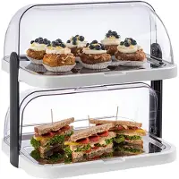 Aps DOPPELDECKER Buffet-Vitrine, Lebensmittelauslage inkl. 4 Kühlakkus, Maße (B x L x H): 44 x 32 x 44 cm, weiß