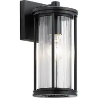 Kichler Wandleuchte Barras E27 40W IP44 Aluminium schwarz, Stahl, klares Glas B:13.7cm Ø13.7cm dimmbar