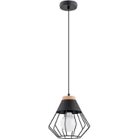 Alfa Hängelampe, Holzoptik, FAWN, Schwarz, 1xE27, 15W, Metall, Abmessungen: 90x12,5x12,5 cm, IP20, Marke: