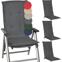 Beautissu Loft HL, 120x50x6cm, Anthrazit, 4er Set, Gartenstuhlauflage, Outdoor