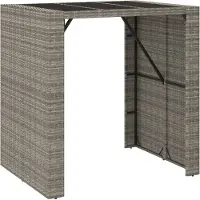 Syfax Bartisch mit Glasplatte Grau 105x80x110 cm Poly Rattan