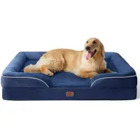 OEM Orthopädisches Hundebett 122x89 cm, ergonomisches Sofa mit eivormigem Schaum, wasbar, marineblau