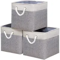 OEM Aufbewahrungsboxen Set, Faltbar, 3-teilig, Weiß/Grau, Stoff, 28cm