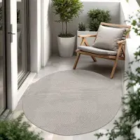 Paco Home In- & Outdoor Teppich Flachgewebe einfarbig modern wetterfest für Terrasse Küche 120 cm rund